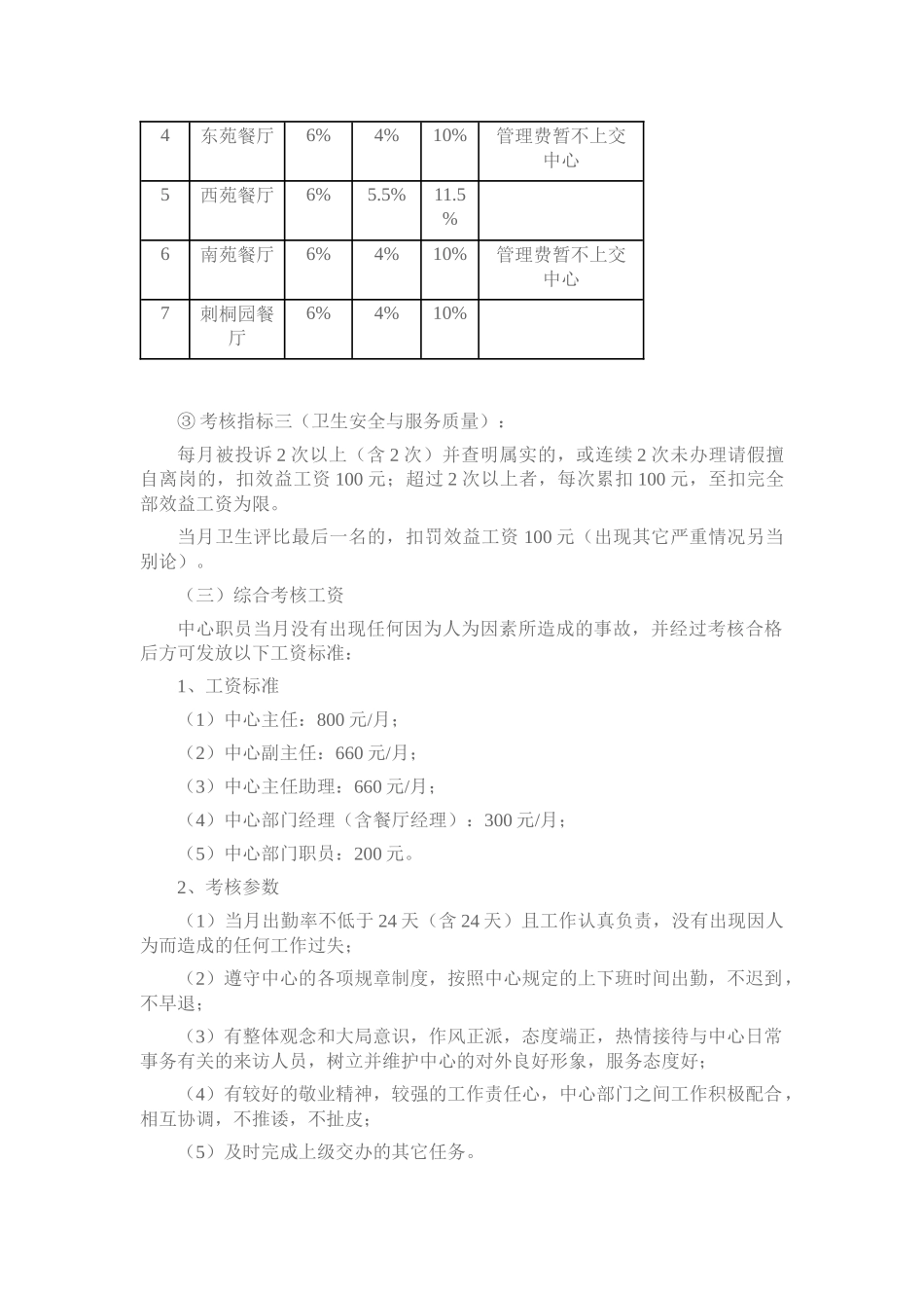 华侨大学后勤餐饮服务中心薪酬分配方案_第3页