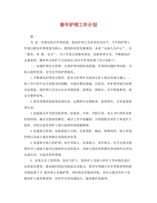 新年护理工作计划 