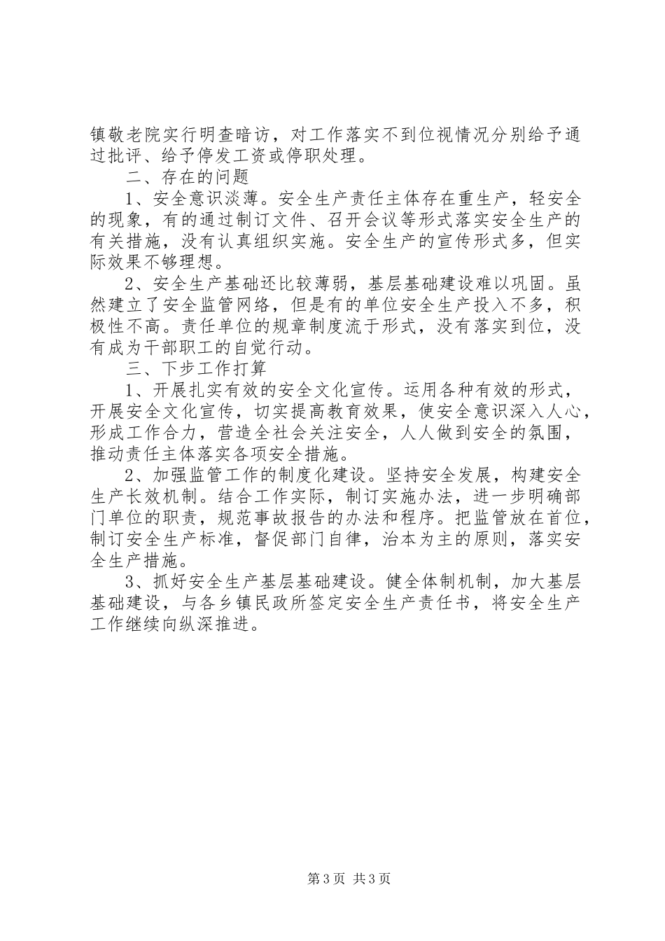 民政局安全生产大检查工作汇报_第3页