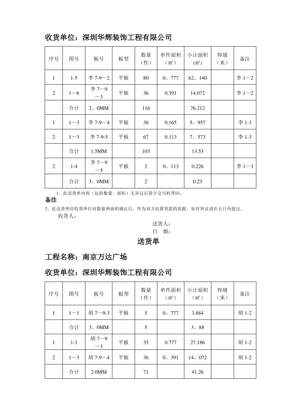 工程用材料送货单_第3页
