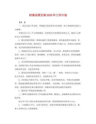 村委会团支部年工作计划 
