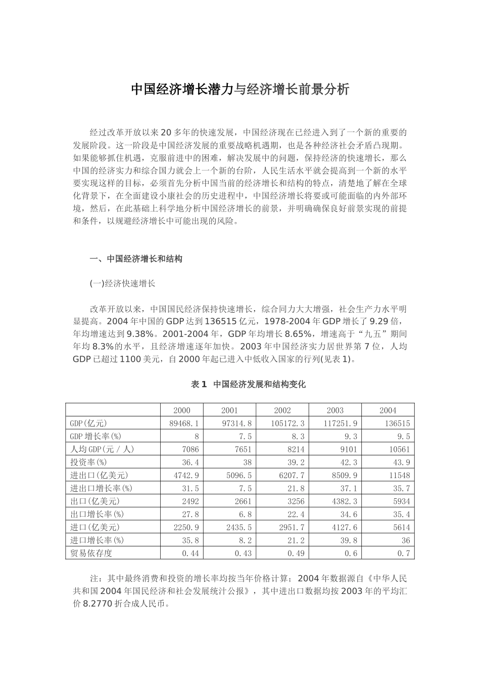 中国经济增长前景与增长潜力分析_第1页