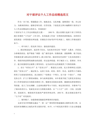 对干部评议个人工作总结精选范文 