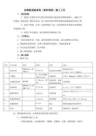 外墙外保温岩棉板体系涂料饰面施工工艺镀锌钢丝网+网格布-修改后
