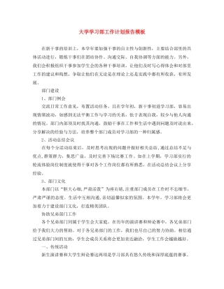 大学学习部工作计划报告模板 