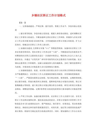 乡镇社区矫正工作计划格式 