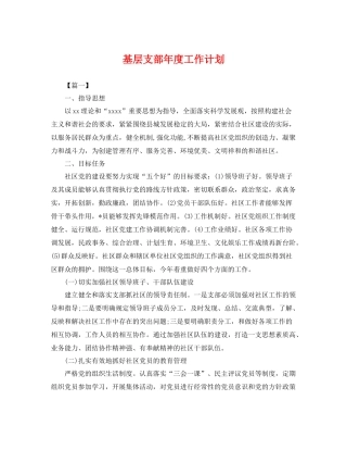 基层支部年度工作计划 