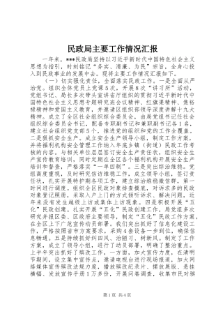 民政局主要工作情况汇报