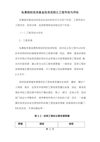 股权投资项目筛选评价