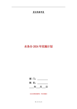 水务办2024年实施计划