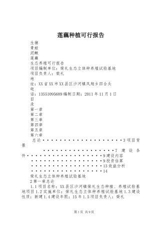 莲藕种植可行报告