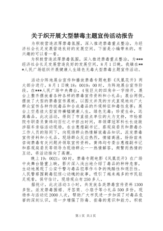 关于织开展大型禁毒主题宣传活动报告