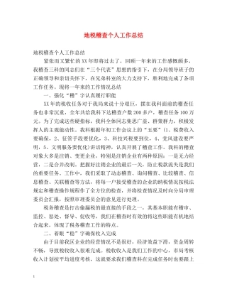 地税稽查个人工作总结 
