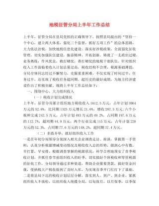 地税征管分局上半年工作总结 