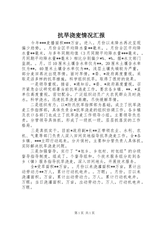 抗旱浇麦情况汇报