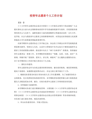校青年志愿者个人工作计划 