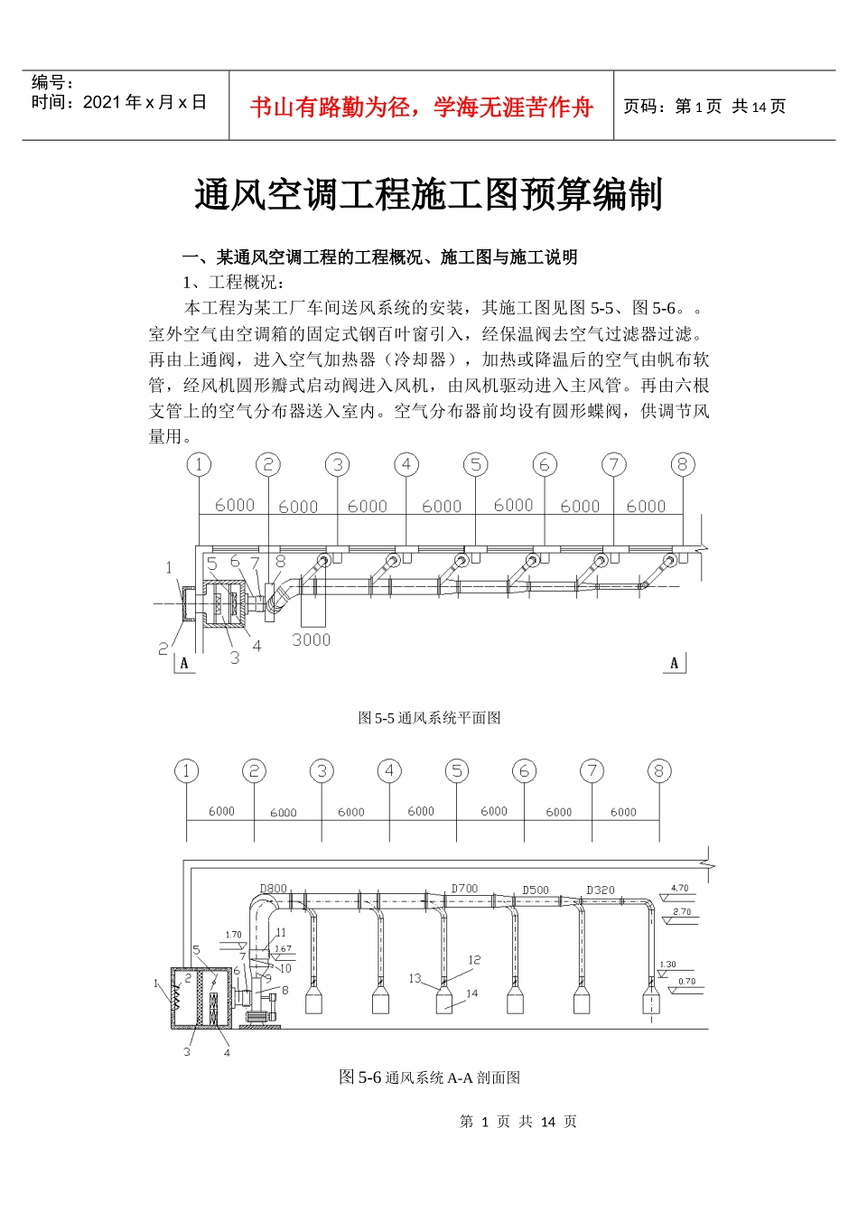通风空调工程施工图预算编制实例_第1页