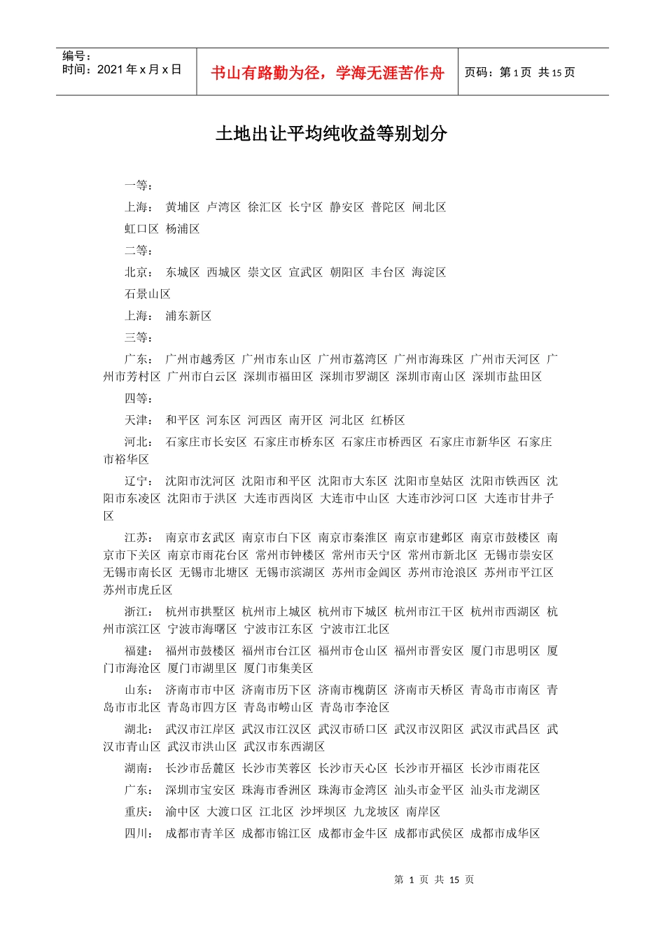 土地出让平均纯收益等别划分_第1页