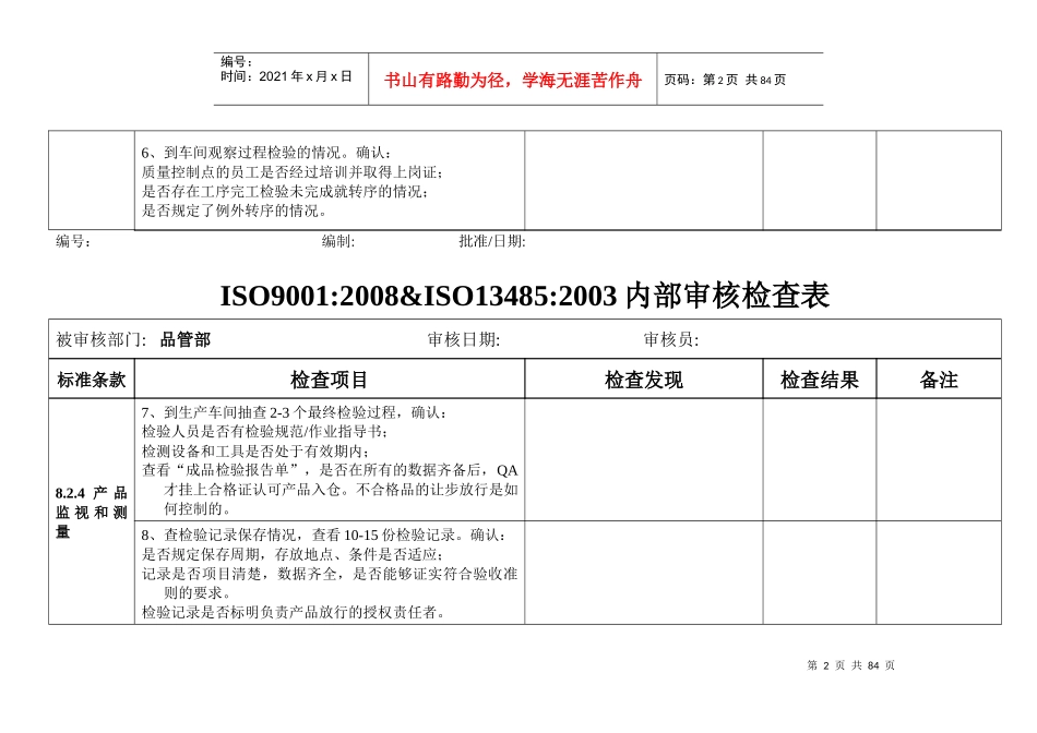 内审核检查表_第2页