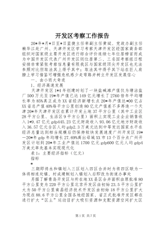 开发区考察工作报告