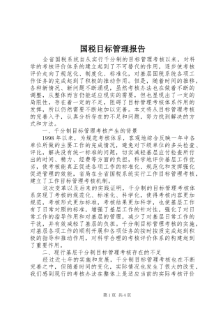 国税目标管理报告