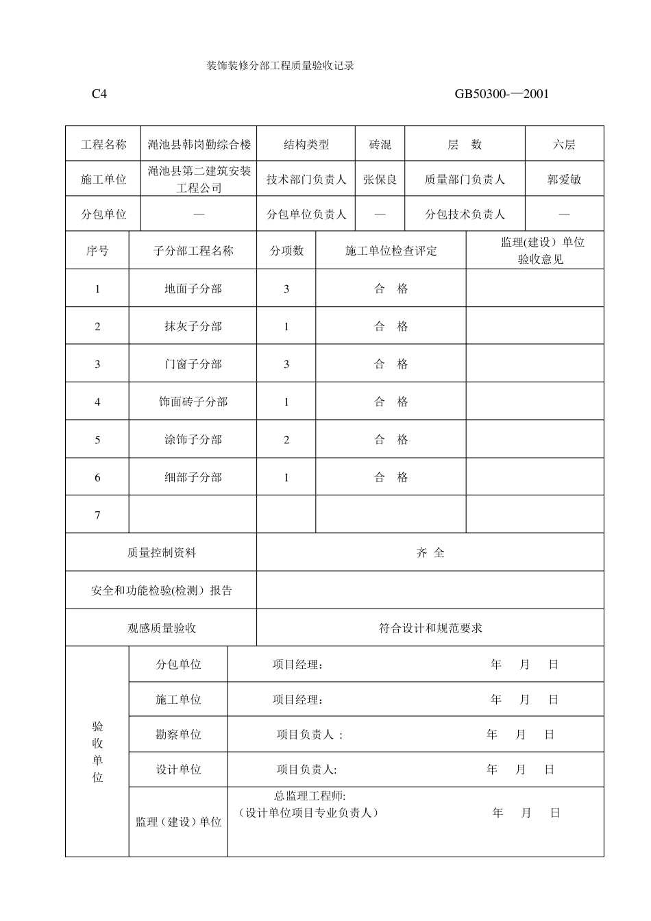 装饰装修分部分项检验批_第1页