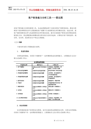 客户财务能力分析工具——雷达图