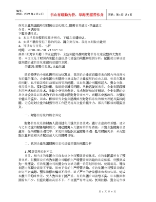 【精品文档-管理学】探究企业集团战略型财务信息化模式_财务管