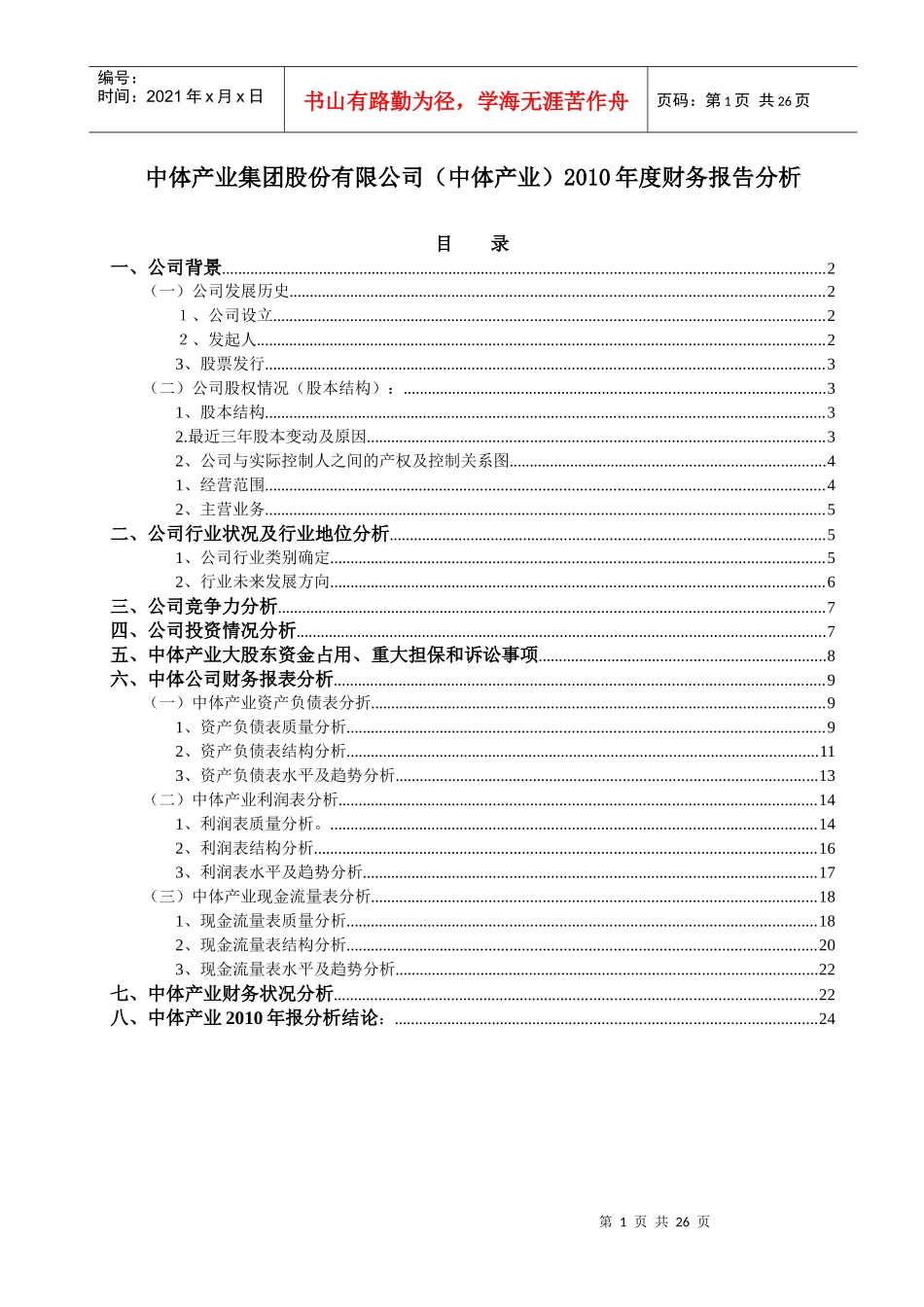 中体产业财务报告分析_第2页
