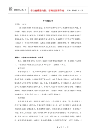 审计案例研究分析