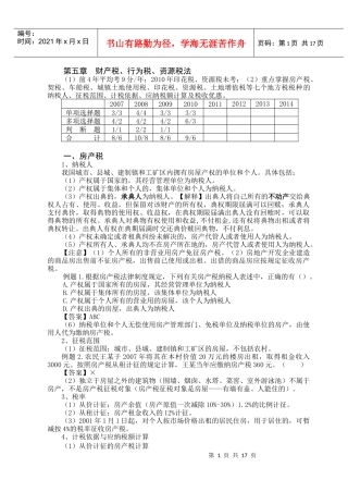 (初级)第五章财产、行为和资源税法