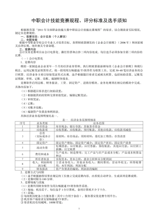 中职会计技能竞赛规程