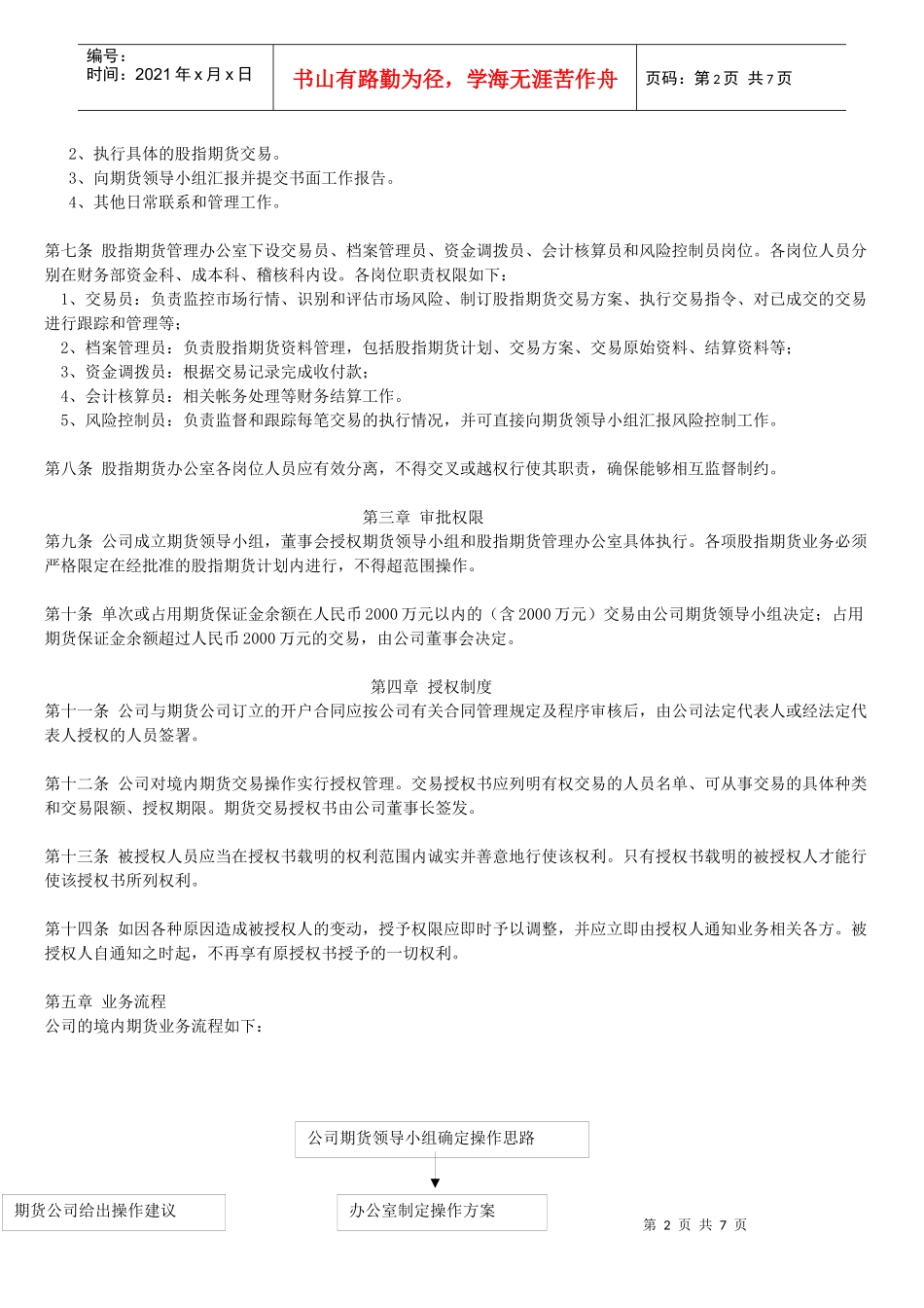 股指期货业务内部控制制度汇编_第2页