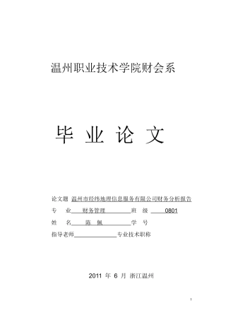 经纬地理信息服务有限公司财务分析报告