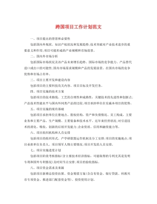 跨国项目工作计划范文 