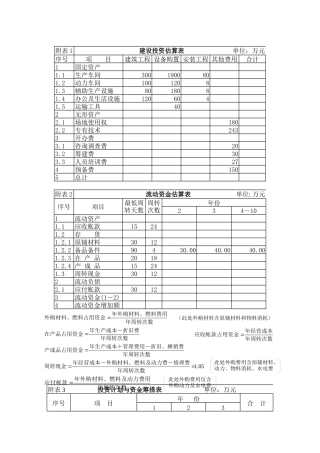 项目财务分析之财务分析作业专用表格