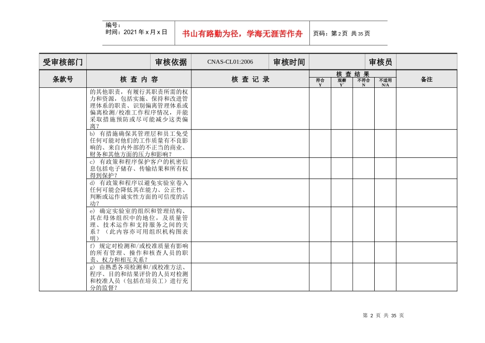 实验室内审核查表_第2页