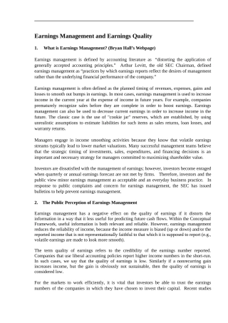 盈利质量和盈余管理