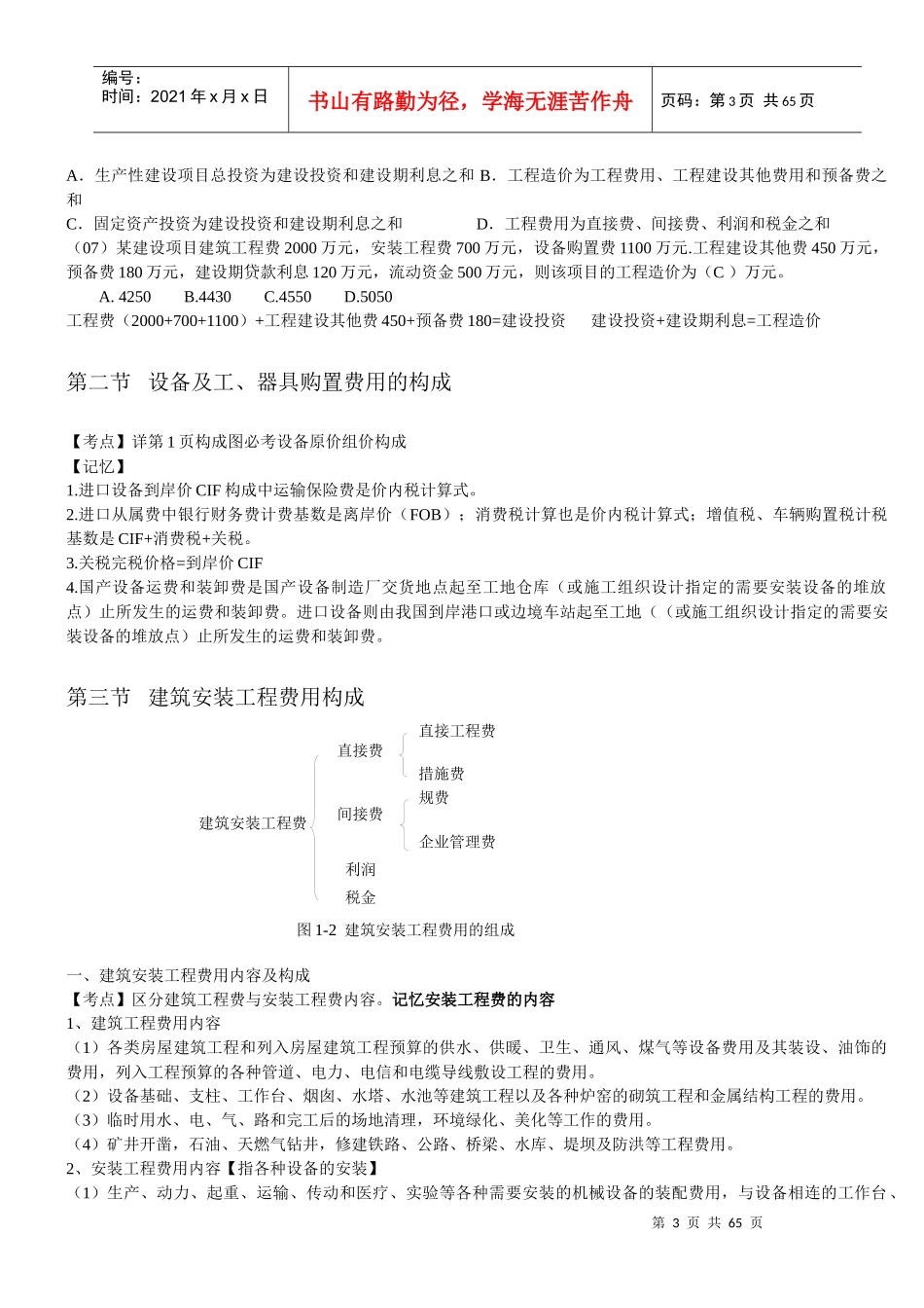 XXXX工程造价计价与控制知识点整理_第3页