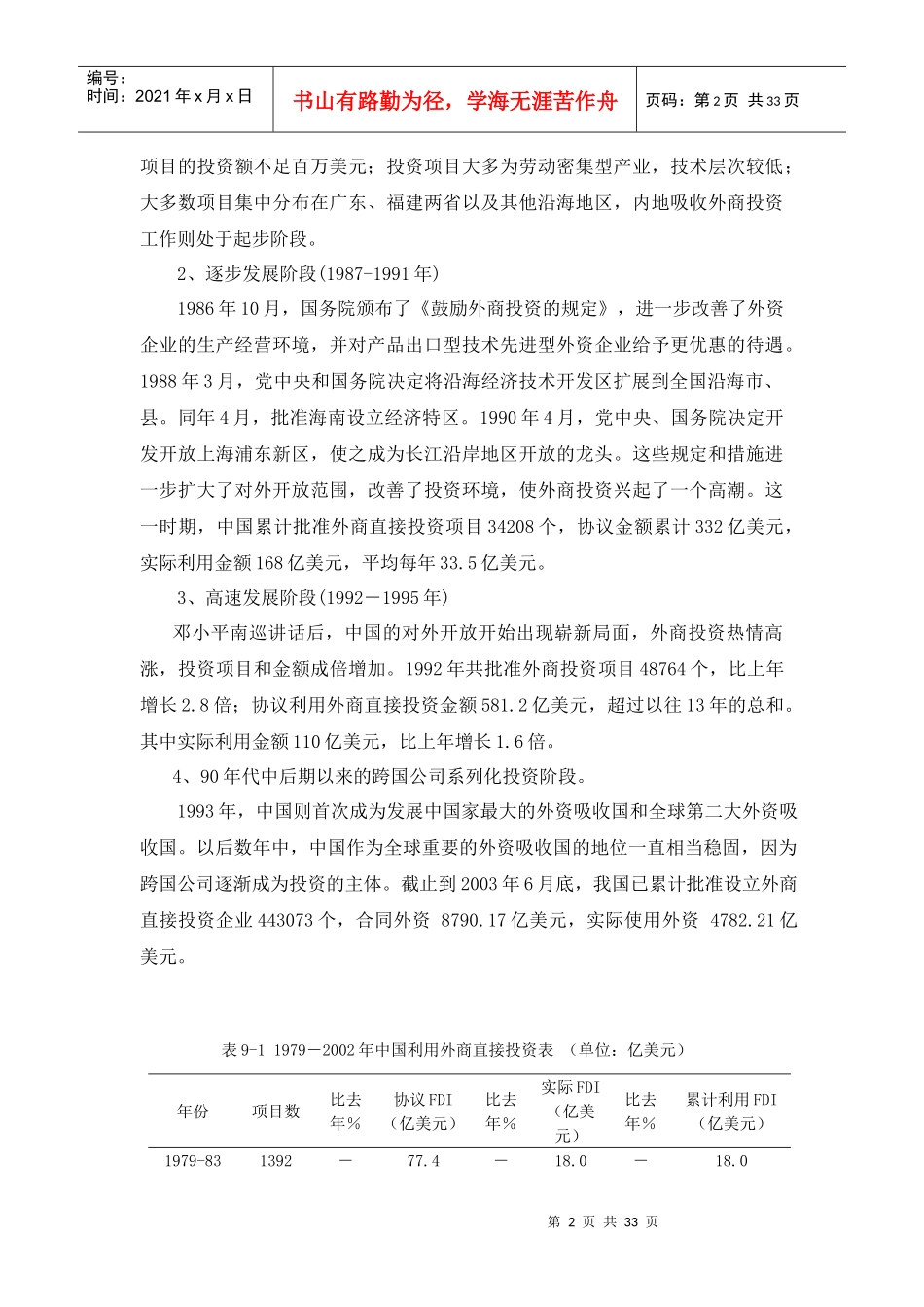 第九章 贸易投资一体化与外商在中国的投资_第2页