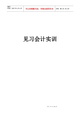 见习财务会计及财务管理知识实训报告