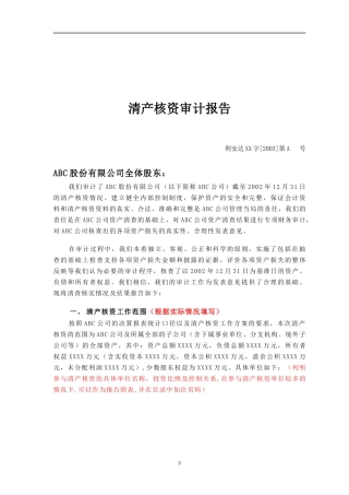 【财务表格】清产核资审核报告