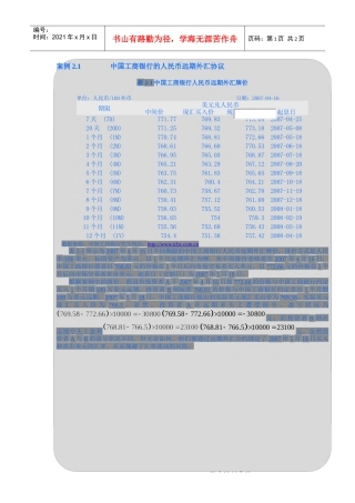 中国某银行的人民币远期外汇协议