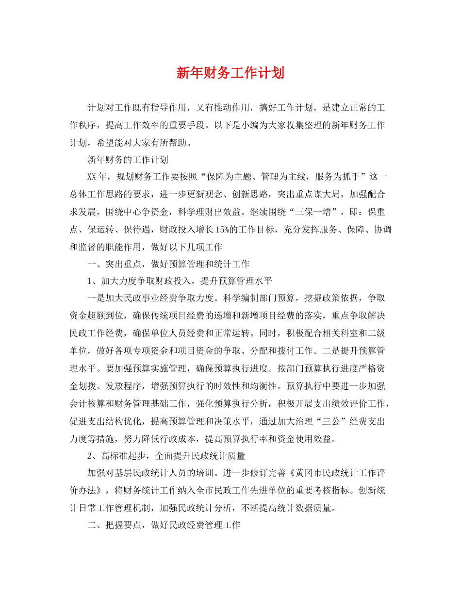 新年财务工作计划 _第1页