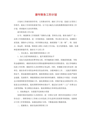 新年财务工作计划 
