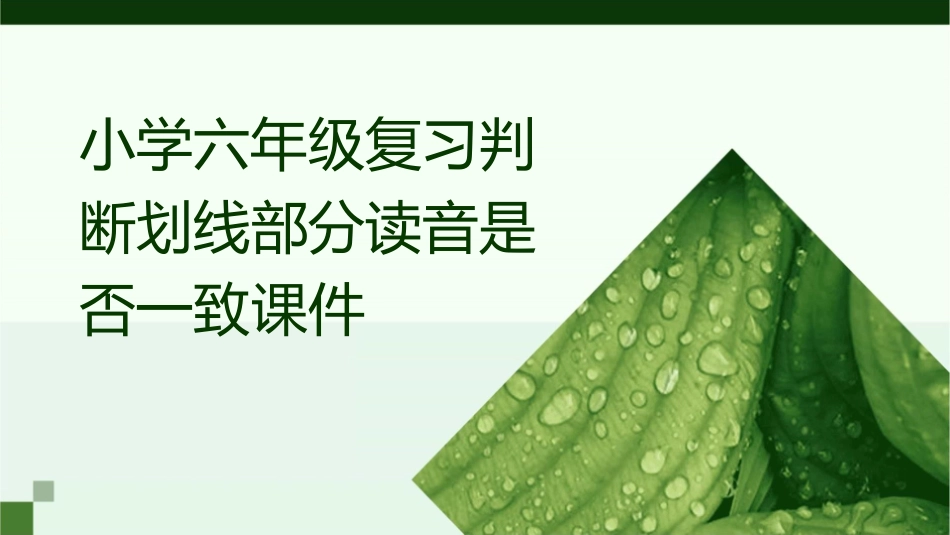 小学六年级复习判断划线部分读音是否一致课件_第1页
