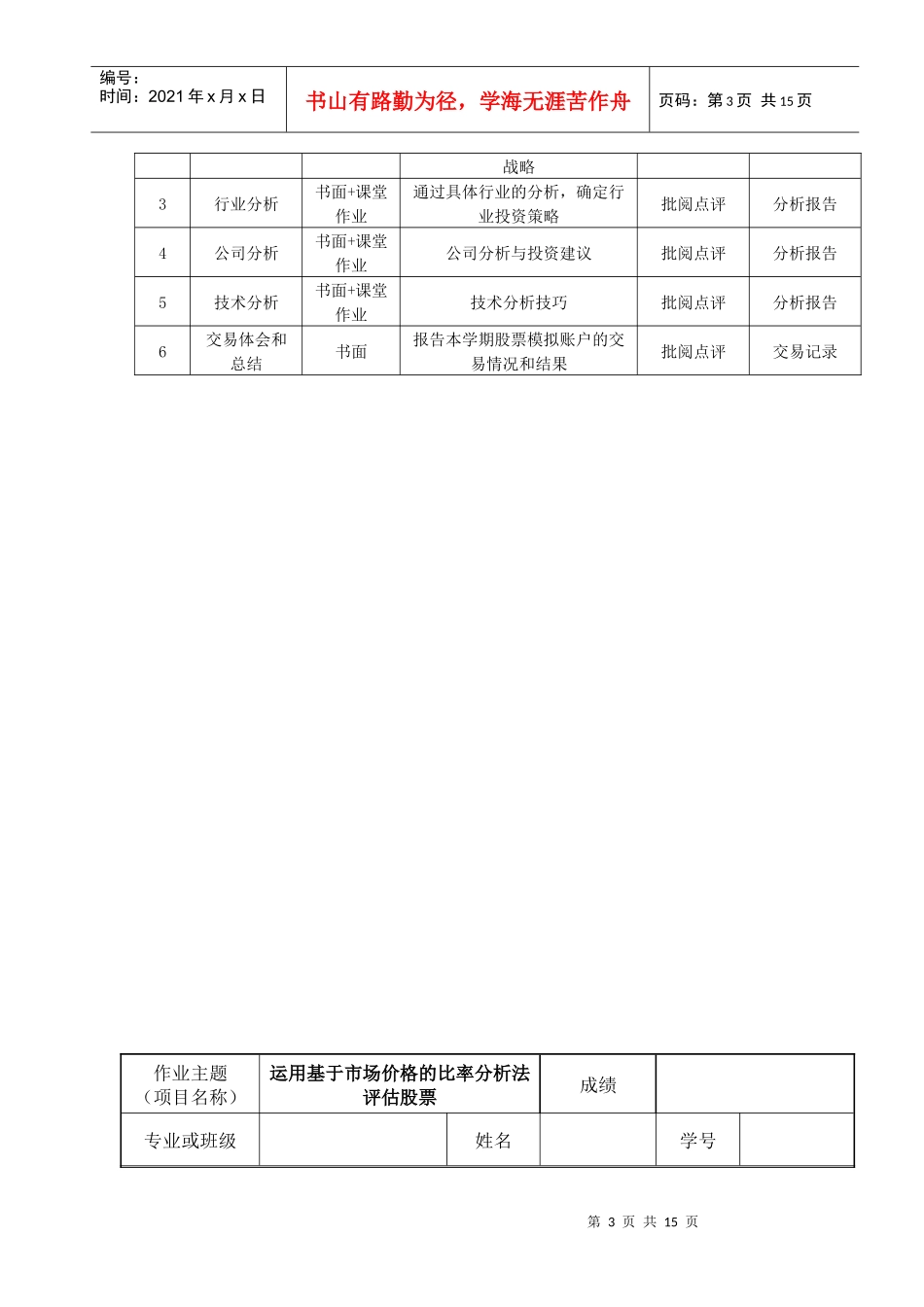 浅论《证券投资分析》作业设计方案_第3页