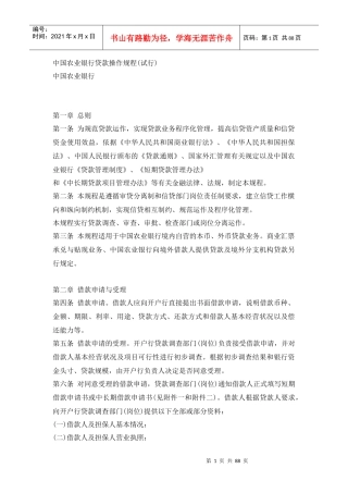 中国某银行贷款操作规程