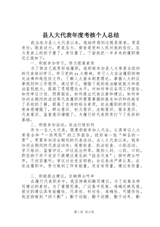 县人大代表年度考核个人总结