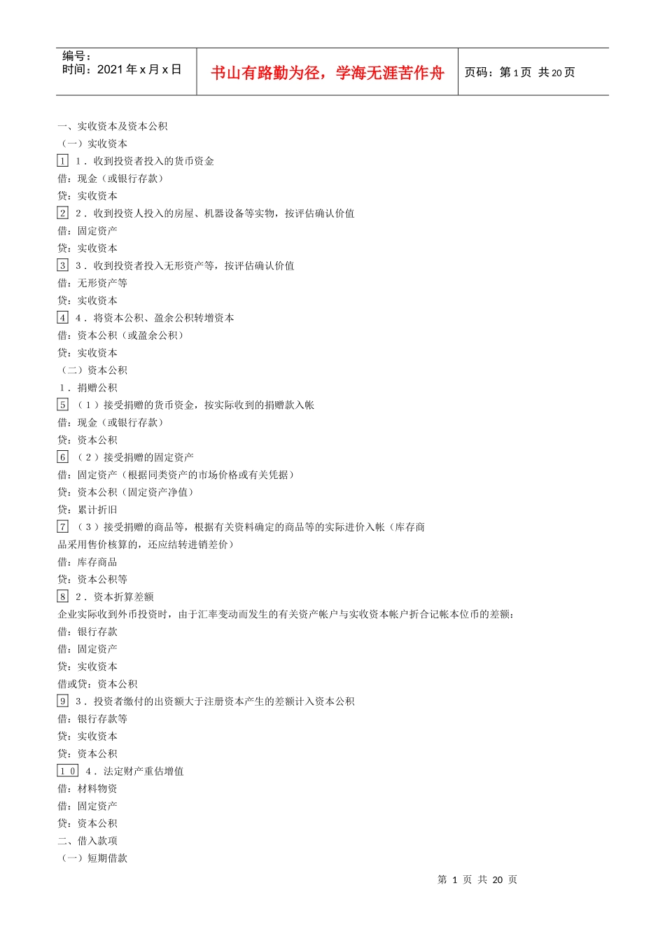 财务人员必备会计分录_第1页